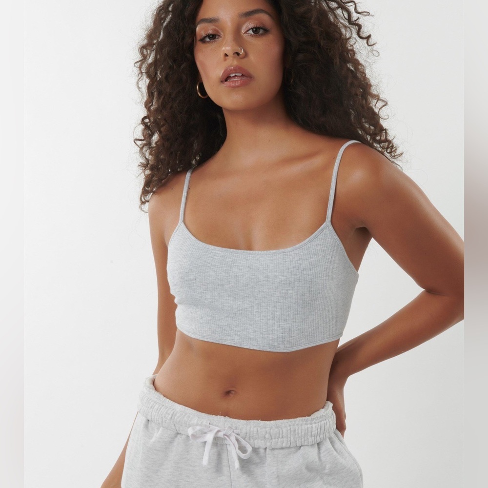 Garage Gray Ribbed Cage-back Micro-cami